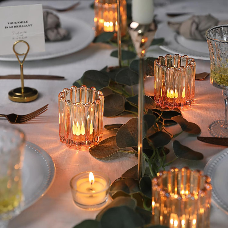 6 porte-bougies votives en verre doré