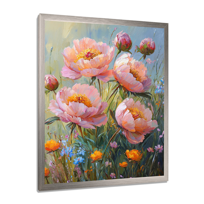 John - art mural sur toile à motif floral, H 20 po x l 12 po, Reproduction encadrée d'une seule photo, Argent argent