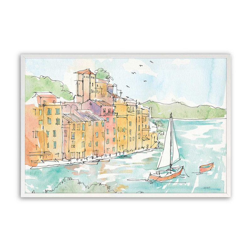 «Sails On The Waterfront», Cadre opaque blanc, H 13 po x l 17 po
