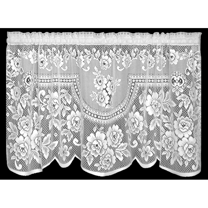Billups Floral Scalloped Cafe Curtain, White