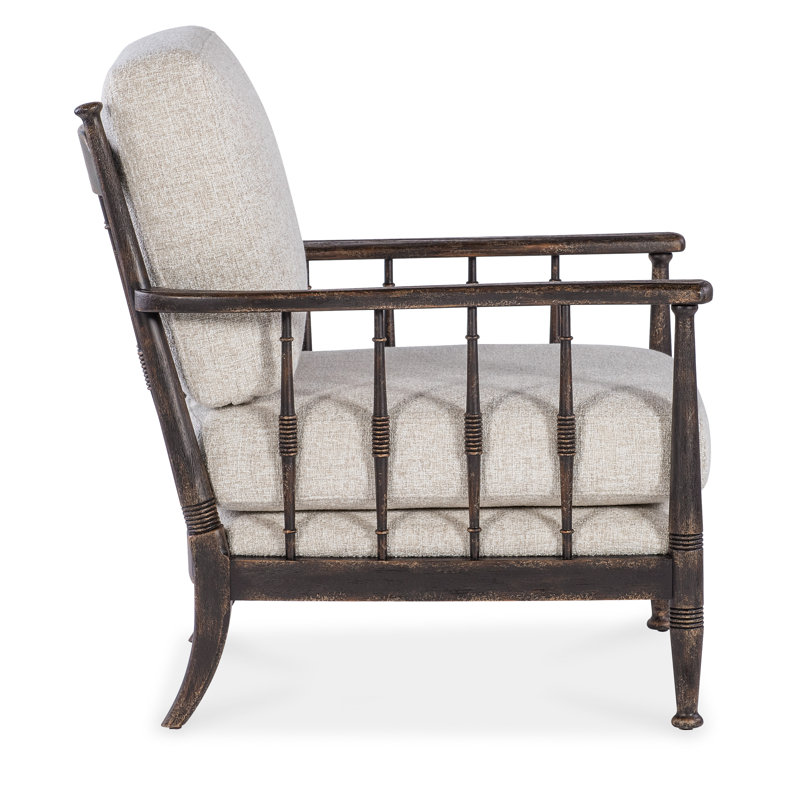 Prairie Beige Upholstered Chair with Black Spindle Arms