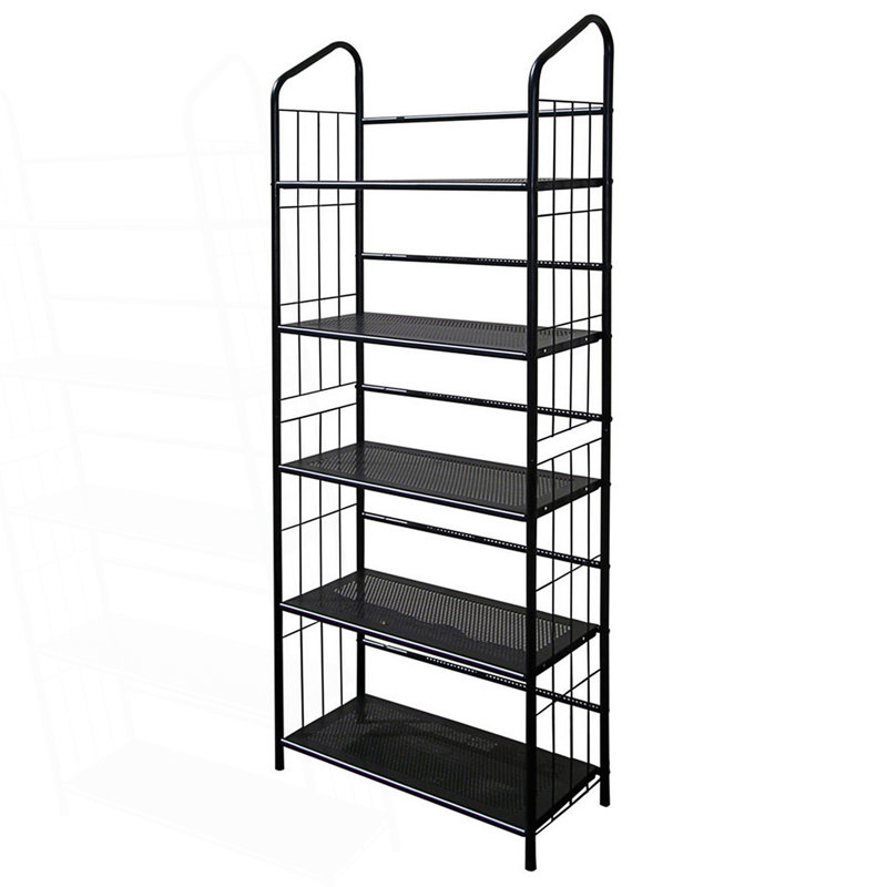 5-Tier Corner Metal Bookcase, Book Shelf, Living Room Shelving Unit, (5 Shelves) 64.04"H x 26.03"W x 11.06"D