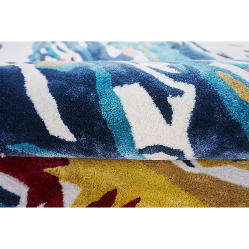 Area Rug in Blue/Red/Yellow/Ivory, Rectangle 5' x 8'