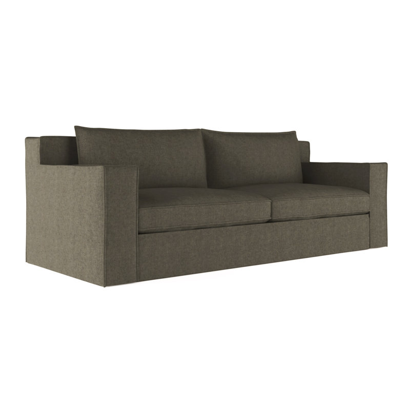 Mulberry Square Track-Arm Sofa with Flange Seam, Box Weave Linen Silver Streak, 33" H x 108" W x 45" D, Weathered