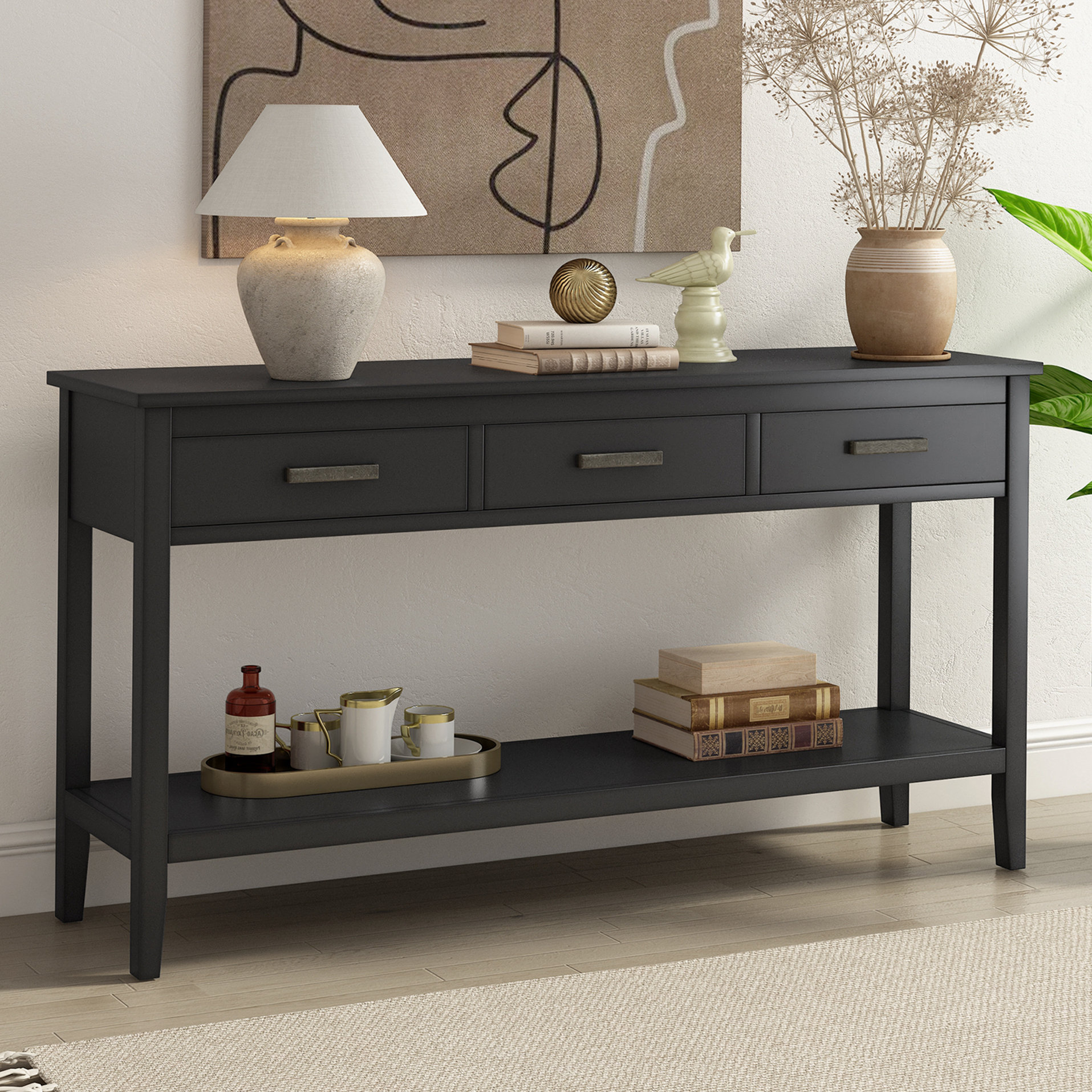 Lark Manor Contemporary 3-Drawer Console Table With 1 Shelf, Entrance ...