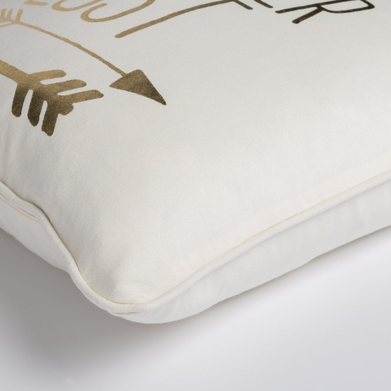 Housse de coussin en coton Manylath, Blanc/ Or métallique, Polyester / Bourre en polyester