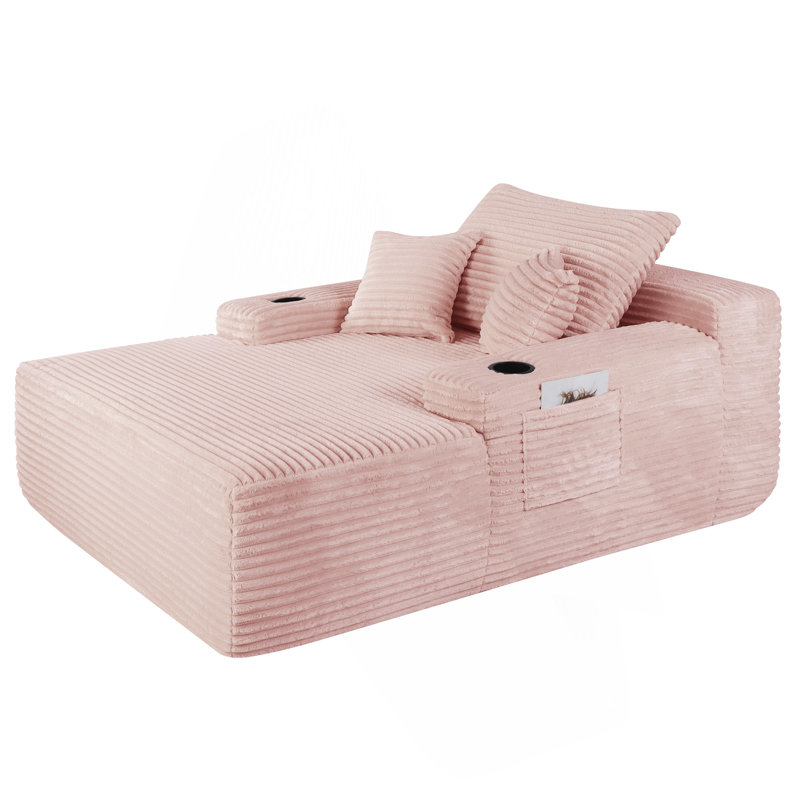 Méridienne convertible avec accoudoirs larges et coussins décoratifs, aucun assemblage requis
