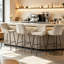 69cm High Suede Upholstered Bar Stool Diamond Tufted Back with Metal Frame Counter Stool -1929230498