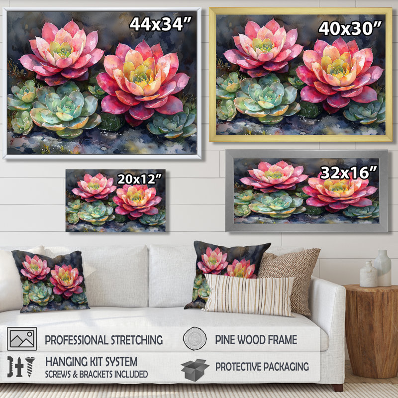 «Echeveria Elegans Succulent Mexico Bloomscape II» - art mural succulent, Brun, H 12 po x l 20 po