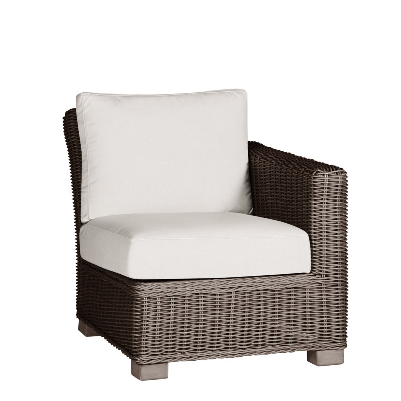 Rustic Patio Lounge Chair with Cushions, Welt, Oyster, Natural White
