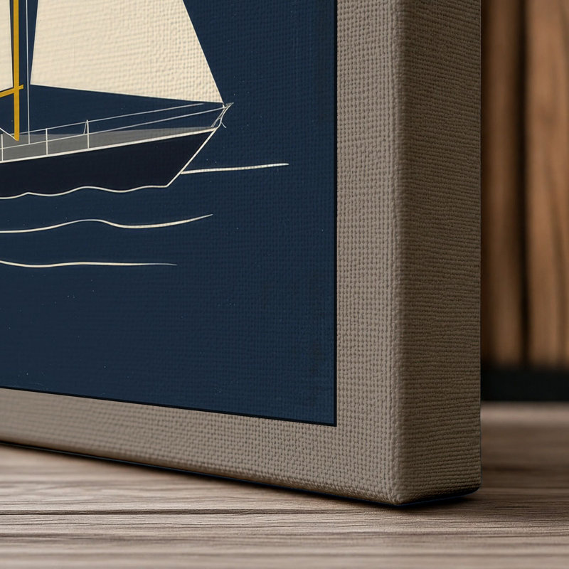 Sailing into Calm Coastal - Wrapped Canvas, 18x12 - 45.7 x 30.5 cm, Taupe Border