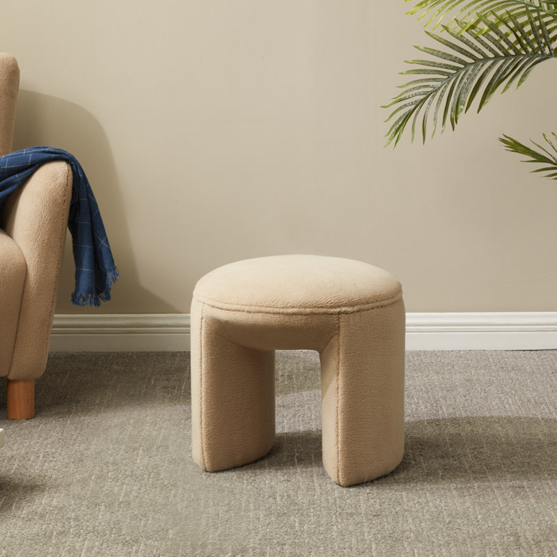 Tesni Upholstered Ottoman, Tan Sherpa