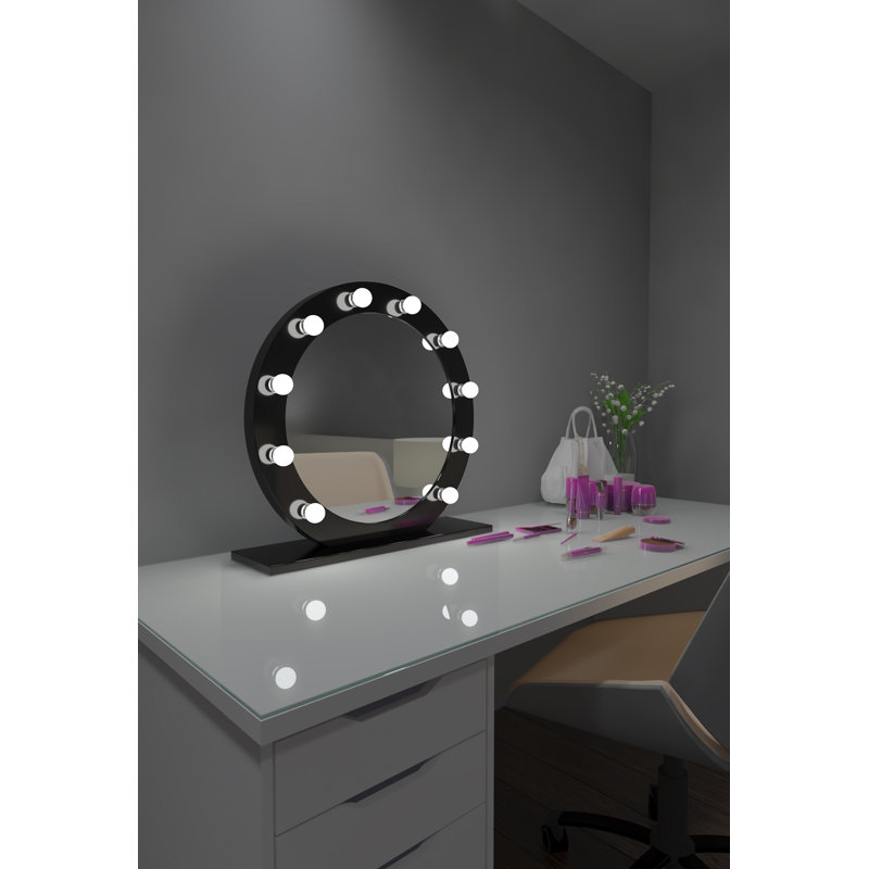 Miroir de maquillage/rasage Hollywood à intensité variable, Noir, 6000