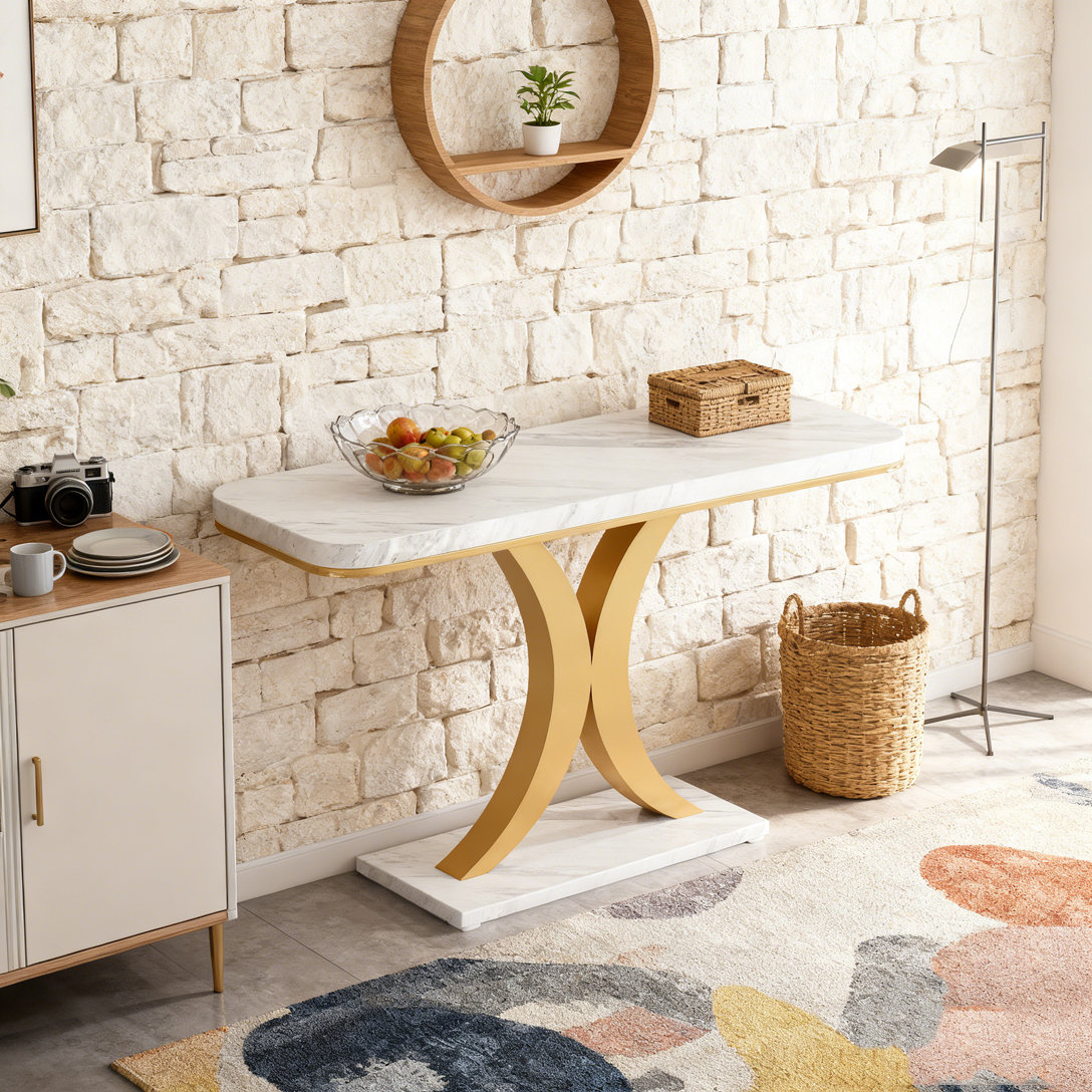 Latitude Run® Narrow Entryway Foyer Table with Geometric Base - Wayfair ...