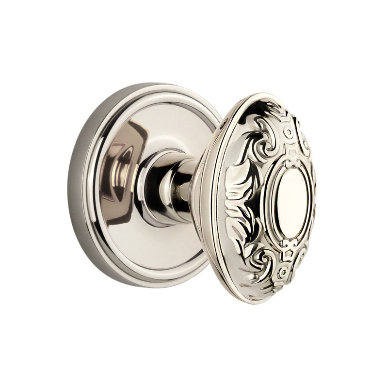 Grandeur Georgetown Rosette Double Dummy with Grande Victorian Door Knob, Polished Nickel