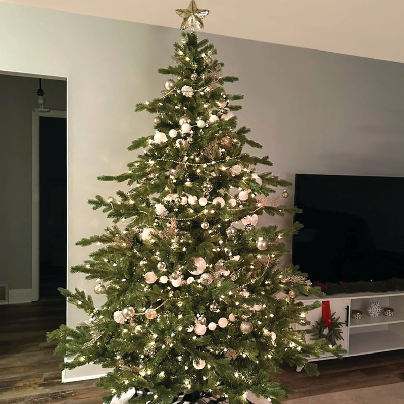 10-Ft Green Pine Christmas Tree with Warm White LED Lights
