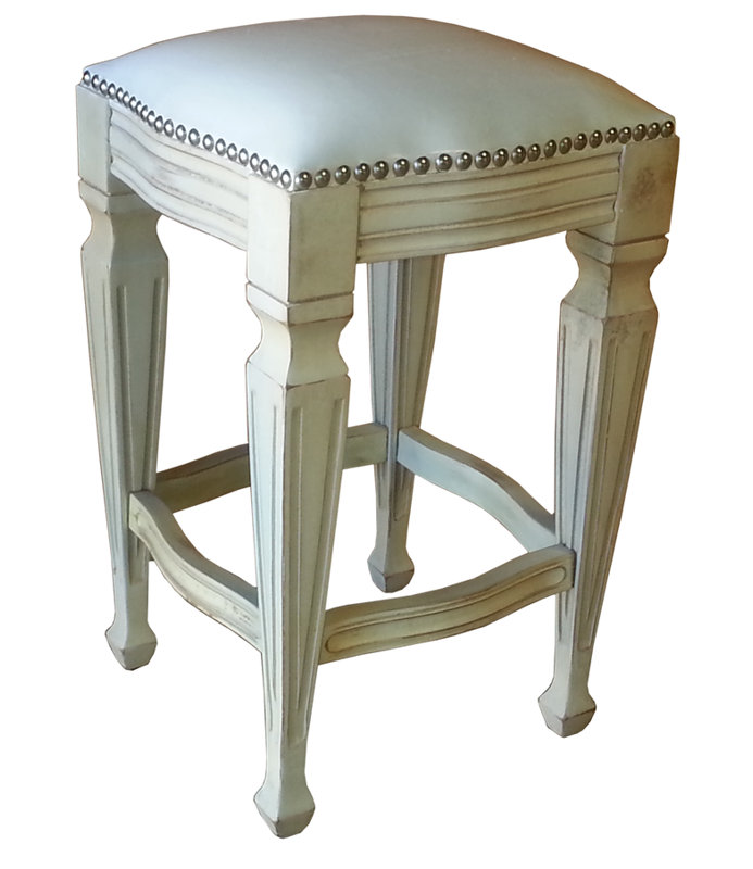 Zorro Upholstered Counter Stool with Solid Wood Frame, White, Counter Stool (26" Seat Height)