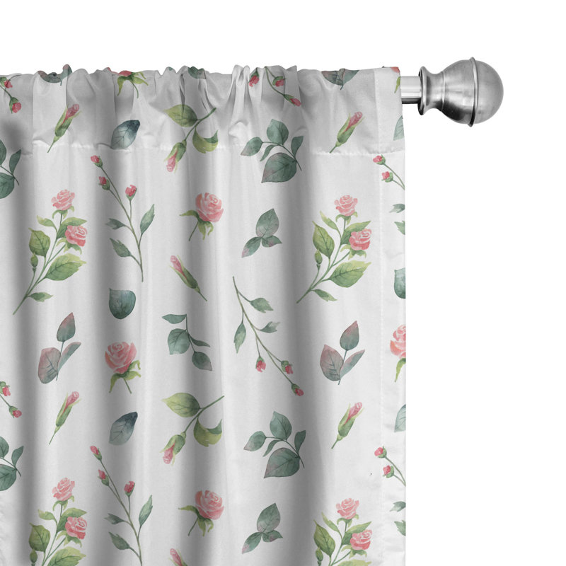Floral Semi-Sheer Rod Pocket Curtain Panels, 28" x 84"