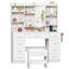 Meuble-lavabo avec lumières, armoire à miroir, 9 tiroirs et prise de courant de 43,3 po Adriel