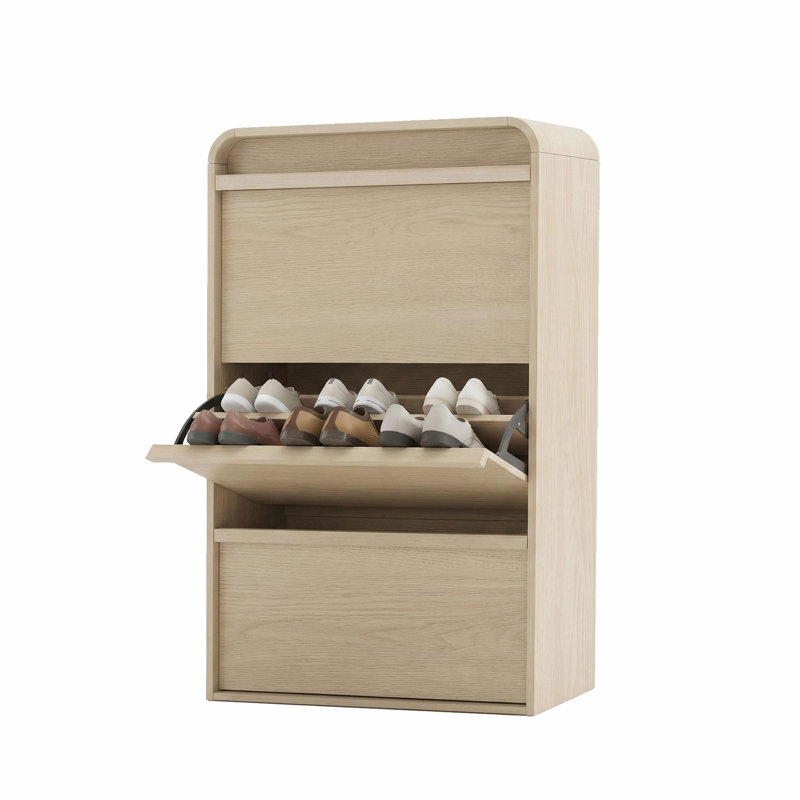 Armoire à chaussures avec 3 tiroirs rabattables, organisateur de rangement de chaussures étroit moderne avec tablette réglable, armoire à chaussures autoportante dissimulée de 46 po de hauteur pour vestibule, couloir