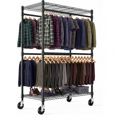 Clothing Rack with 4 clothes rails and 2 height-adjustable shelves