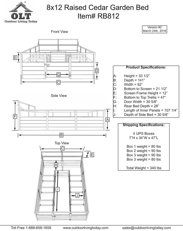 Cedar Raised Garden Bed 8x12