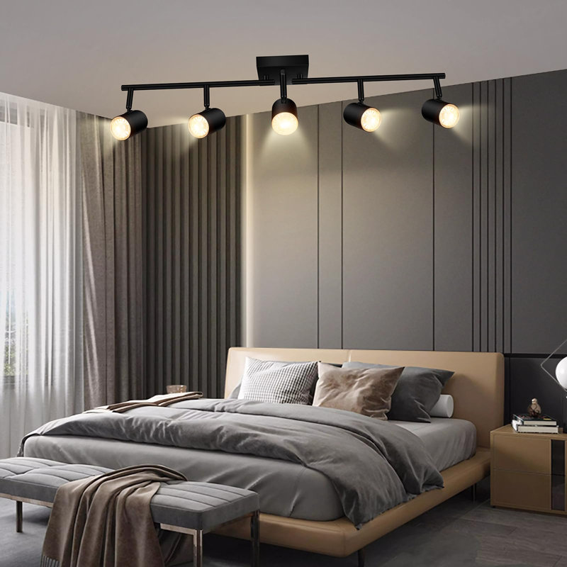 Black Matte Metal 5-Light Adjustable LED Track Lighting Fixture