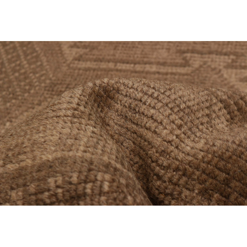 Tapis brun clair unique fait à la main de conception unique 4 pi 8 po x 7 pi 9 po Antalya