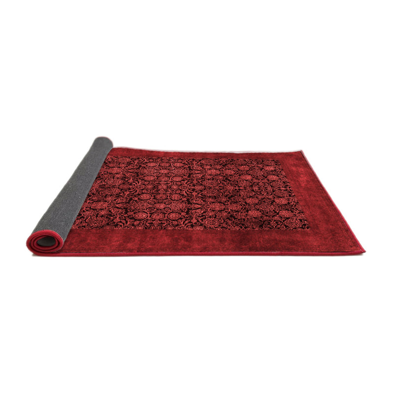 Tapis floral en laine et polyester tissé à la machine Floral, Rond 4 pi