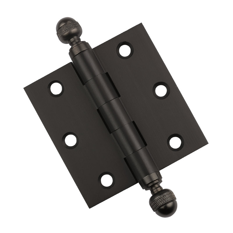 3 X 3 Solid Brass Architectural Hinge With Acorn Tips, Oil Rubbed Bronze