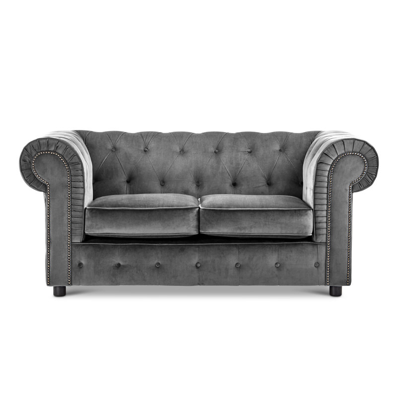 Aaron 2 Seater Velvet Sofa, Grey, 2
