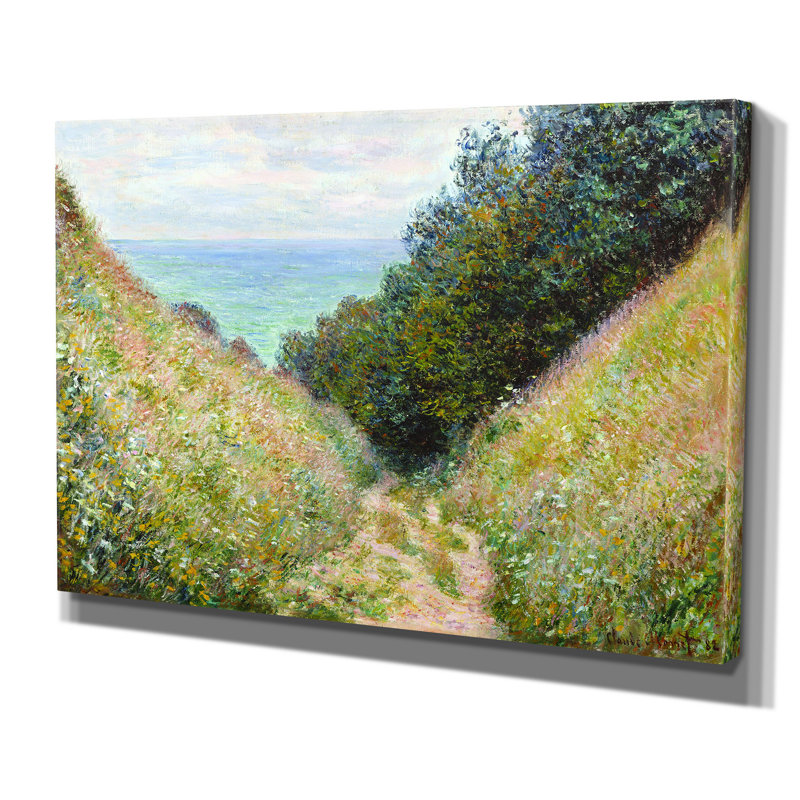 «Road at La Cavée» par Claude Monet, reproduction, H 18 po x l 27 po x P 1,5 po, Toile tendue