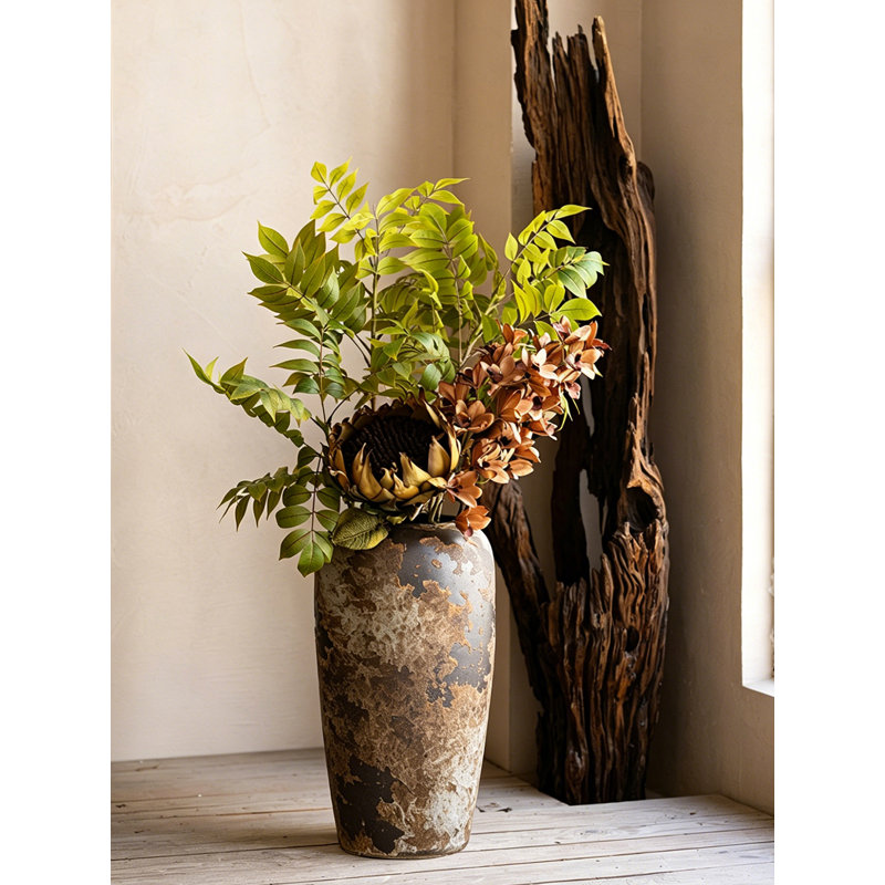 Grand vase à fleurs Wabi Sabi, 19.7" H x 9.8" W x 9.8" D