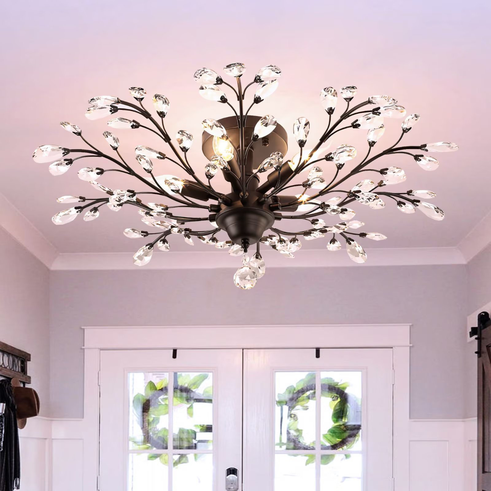 House of Hampton® Dron Vintage Flush Mount Light Fixture Crystal Ceiling  Light for Living Room Dining Room Hallway Foyer & Reviews