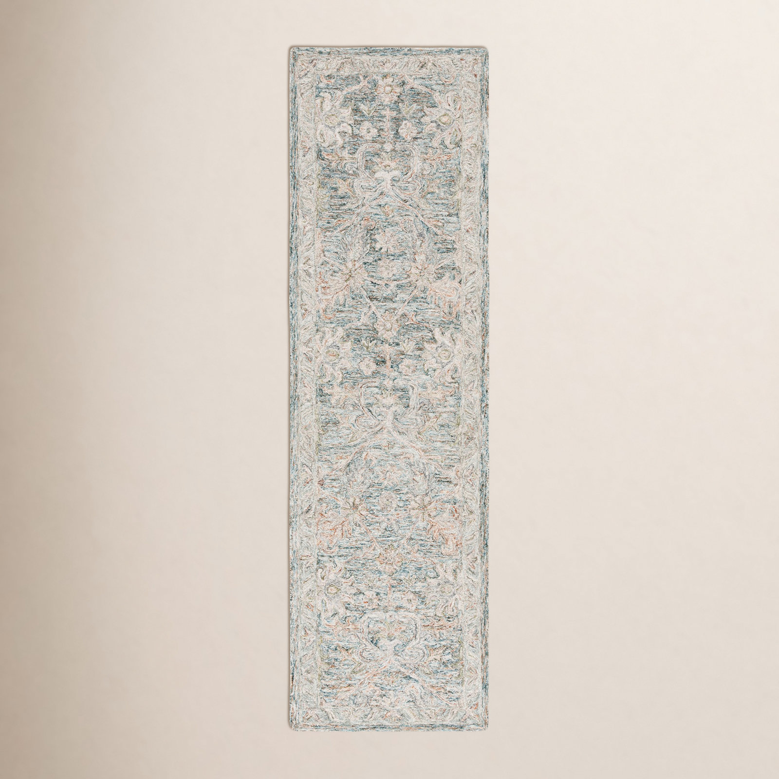 Zenaida Hand Tufted Wool/Cotton Oriental Rug in Teal/Green, Runner 2'3" x 8'