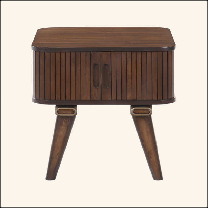 Table de bout avec rangement 1pc et finition noyer