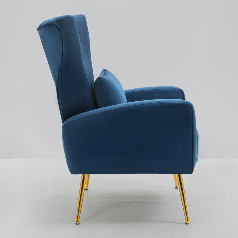 27' ' wide velvet armchair Mahith, Bleu très foncé