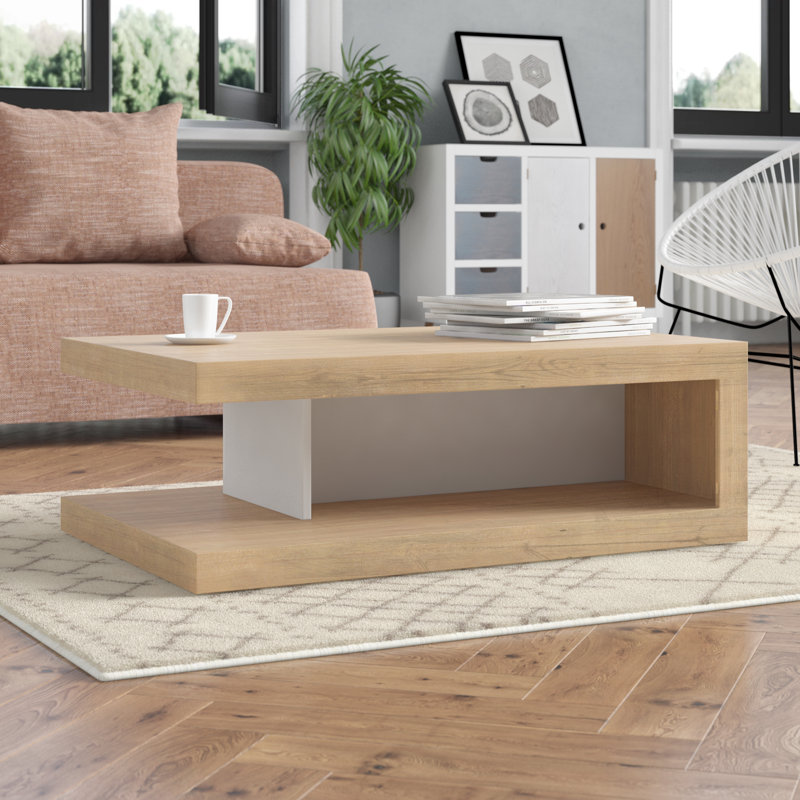 Blayze Solid Coffee Table, Riviera Oak/White High Gloss