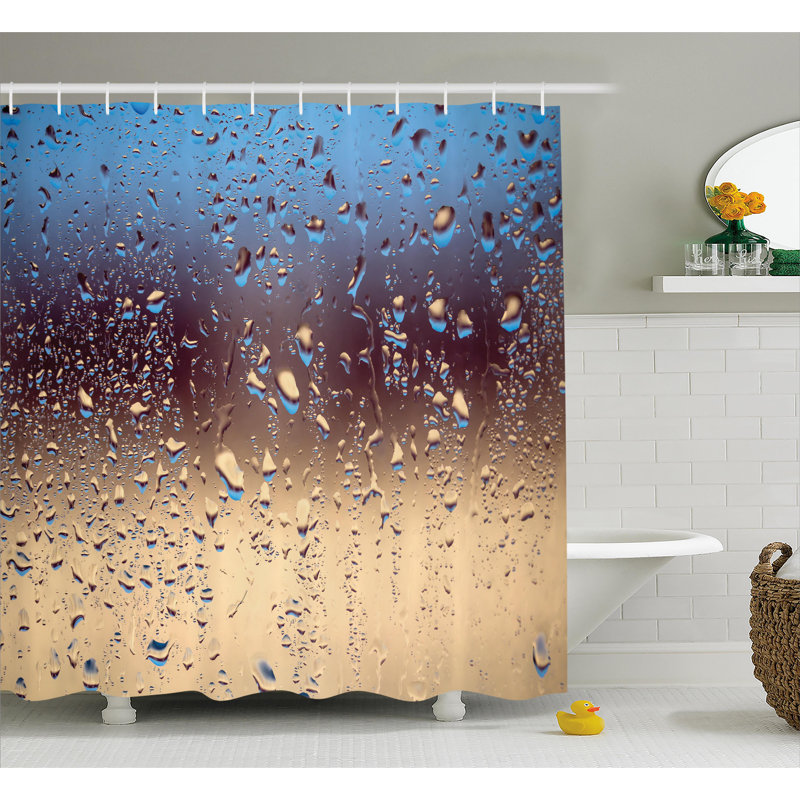 Rideau de douche simple en verre pour chutes de pluie sur verre décoration, H 70 po x l 69 po