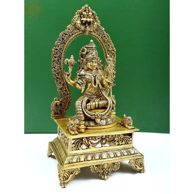 20" Brass Goddess Rajarajeshwari (Tripura Sundari) Statue – Handcrafted Mahavidya Tantric Goddess on Ornate Lotus Throne for Spiritual Home Decor
