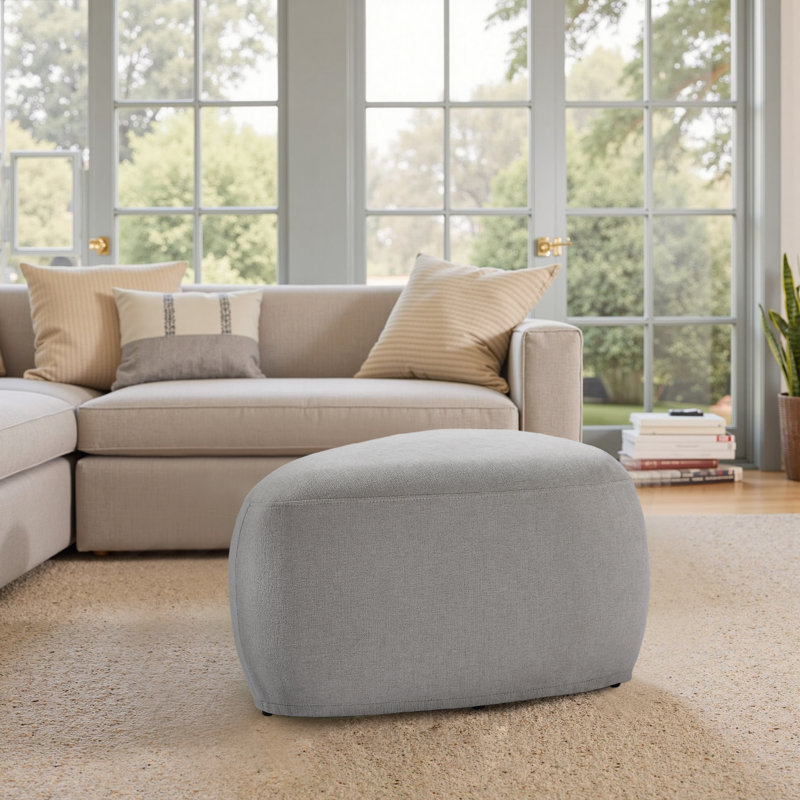 Adna 67.8Cm Wide Triangle Footstool Ottoman, Light Grey