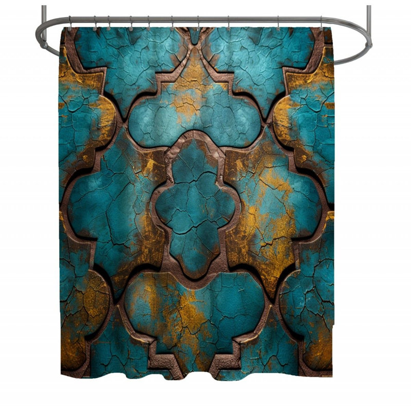 Cracked Texture Visual Geometric Shower Curtain, 70" W x 73" L