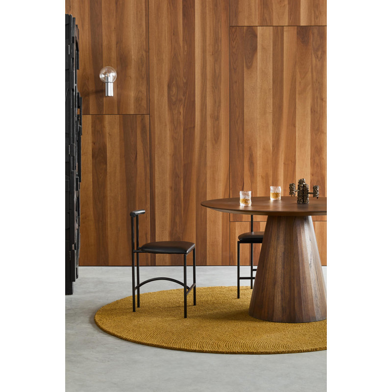 Hand Tufted Wool Area Rug in Ochre, Round 4'11"