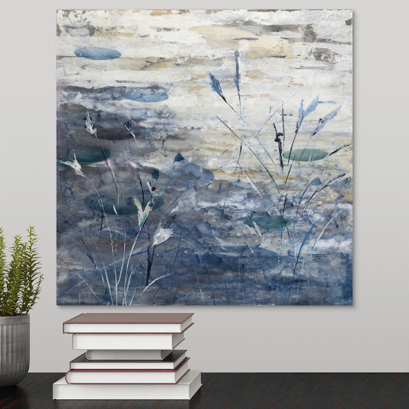 «Pond», peinture sur toile, Toile tendue, H 16 po x l 16 po x p 1,25 po
