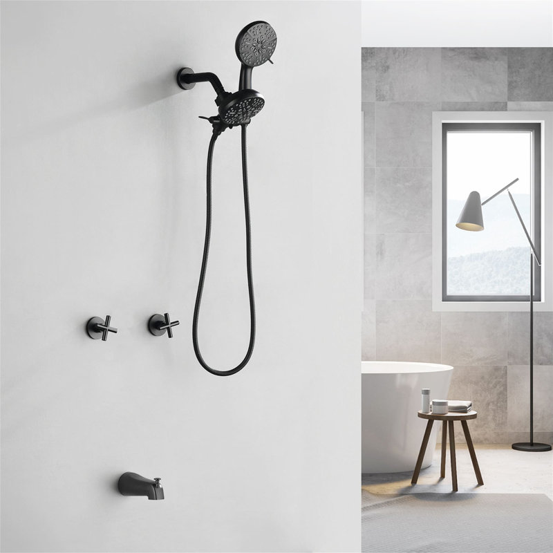 Volume Control Complete Shower System with Rough in-Valve, Matte Black