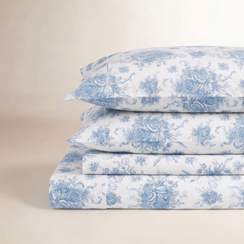 Bloomsdale Flannel Sheet Set, Blue, Full Sheet Set with 2 Pillowcases