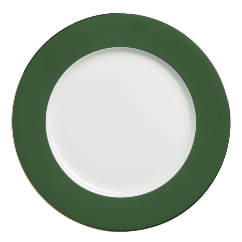 30cm Bone China Dinner Plate, Green