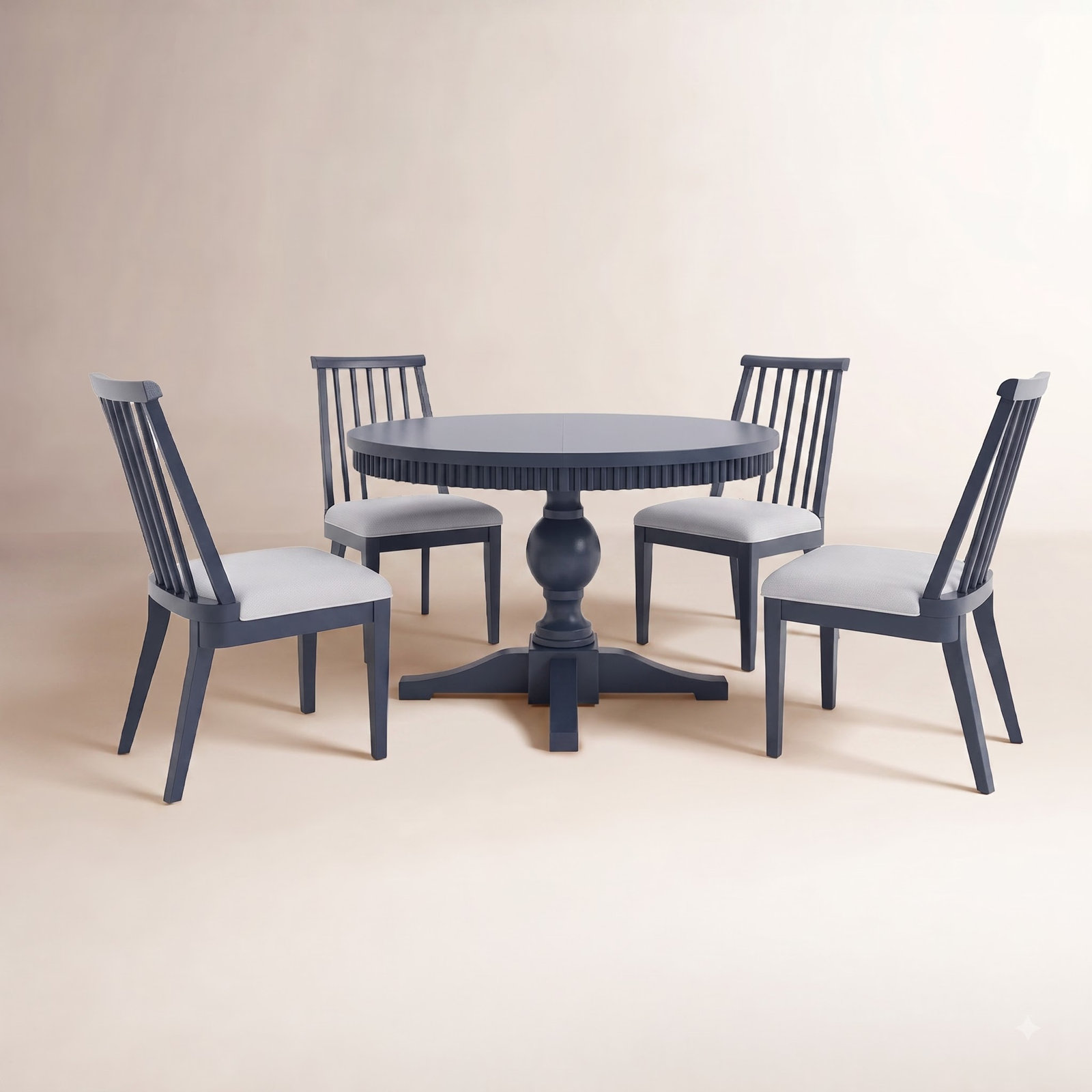 Alper Dining Table Set with Removable Leaf, Navy