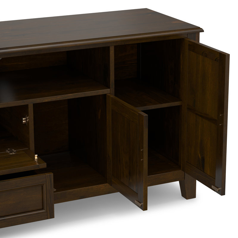 Burlington 72"W Solid Wood Transitional TV Stand for TVs up to 80" with 2 Cabinets, 2 Drawers, and Open Cubbies