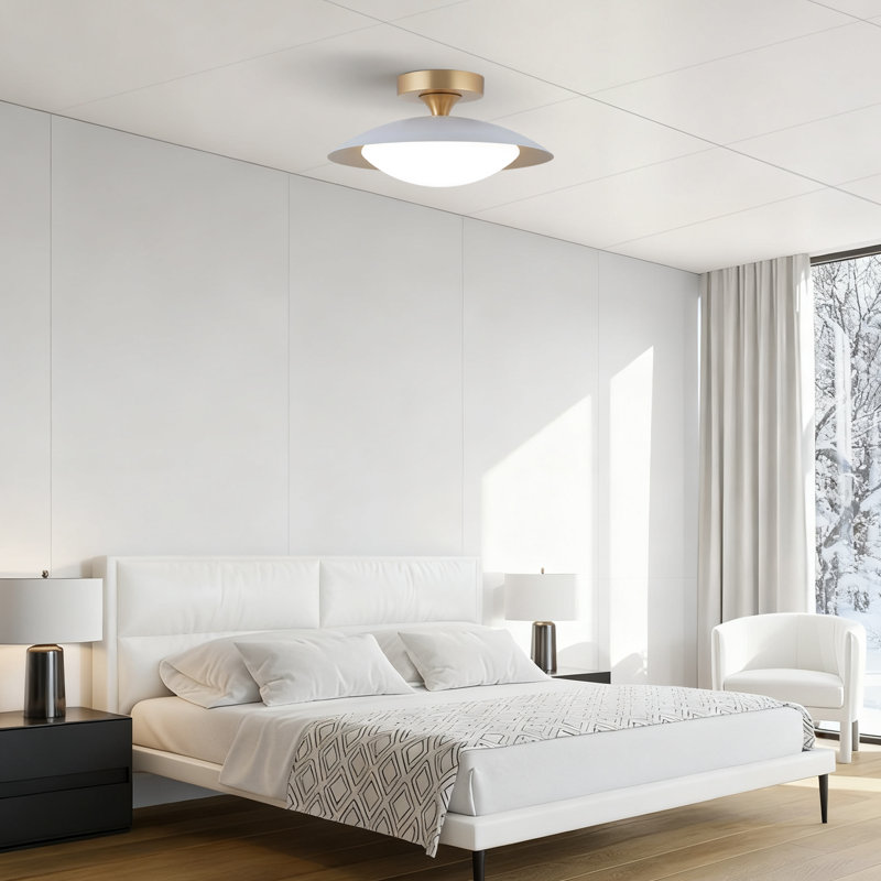 11.8'' LED Flush Mount Lightinng 5CCT Dimmable with Remote, White-Gold